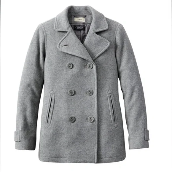 L.L. Bean 16 Classic Lambswool Peacoat, Heather Grey - Picture 6 of 6